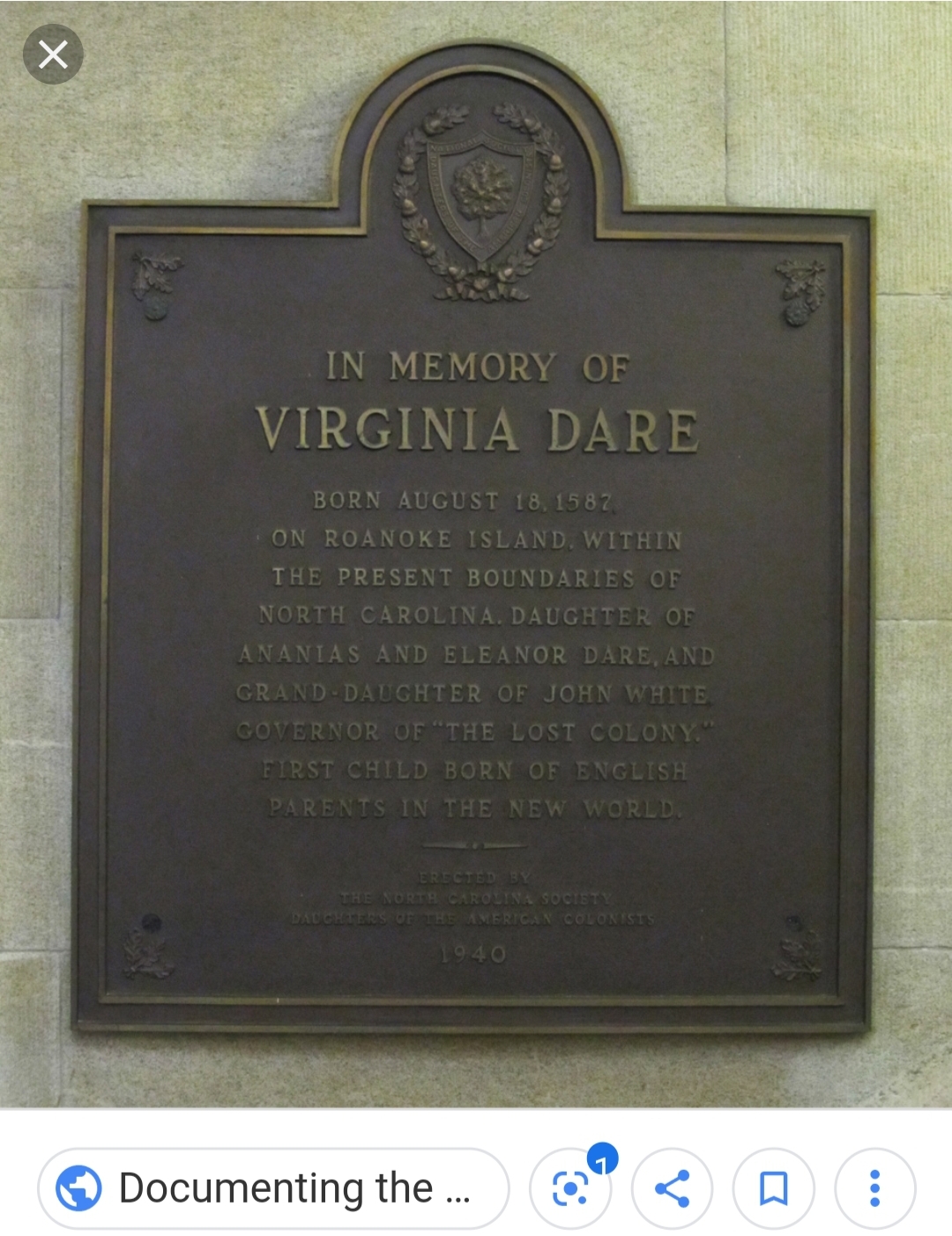 Memorial Plaque for Virginia