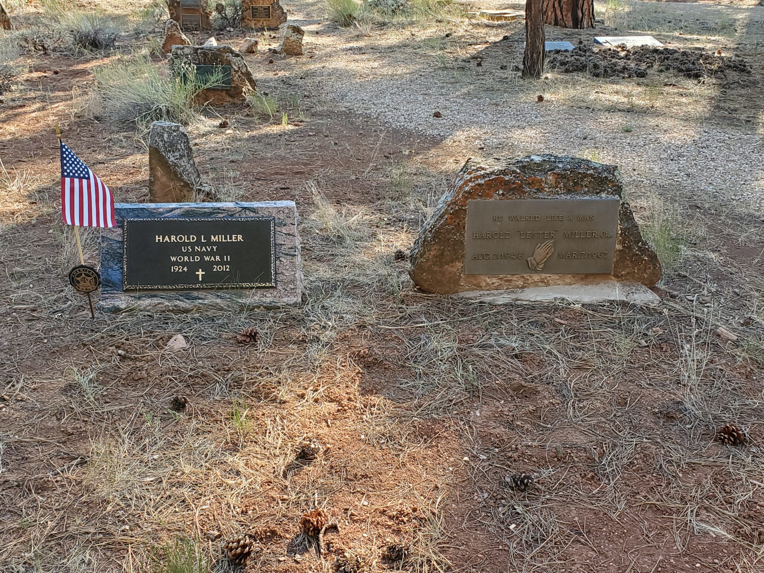 These two headstones are for a father and son buried side by side