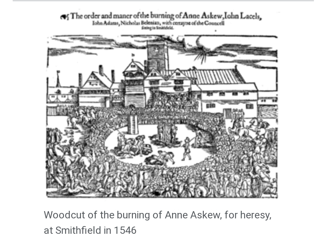 Woodcut of the Burning of Anne Askew