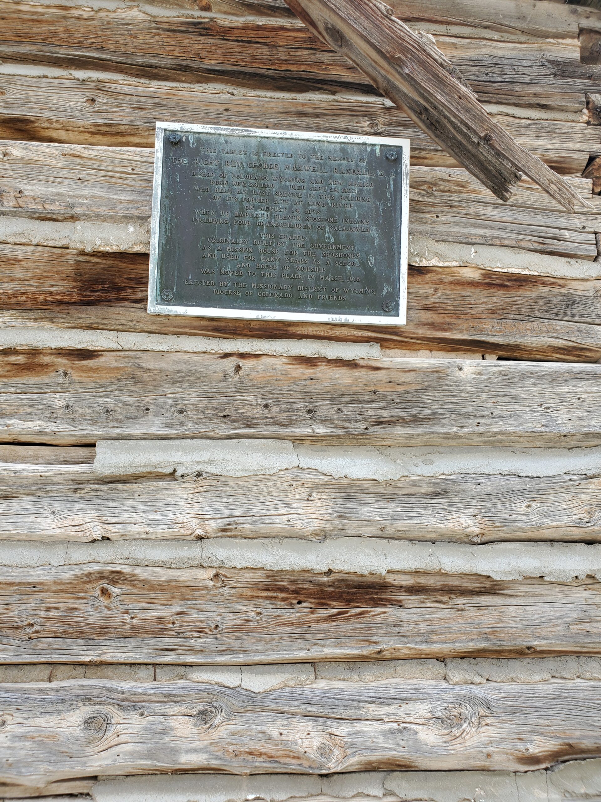 The old church building in the cemetery is marked with this placard