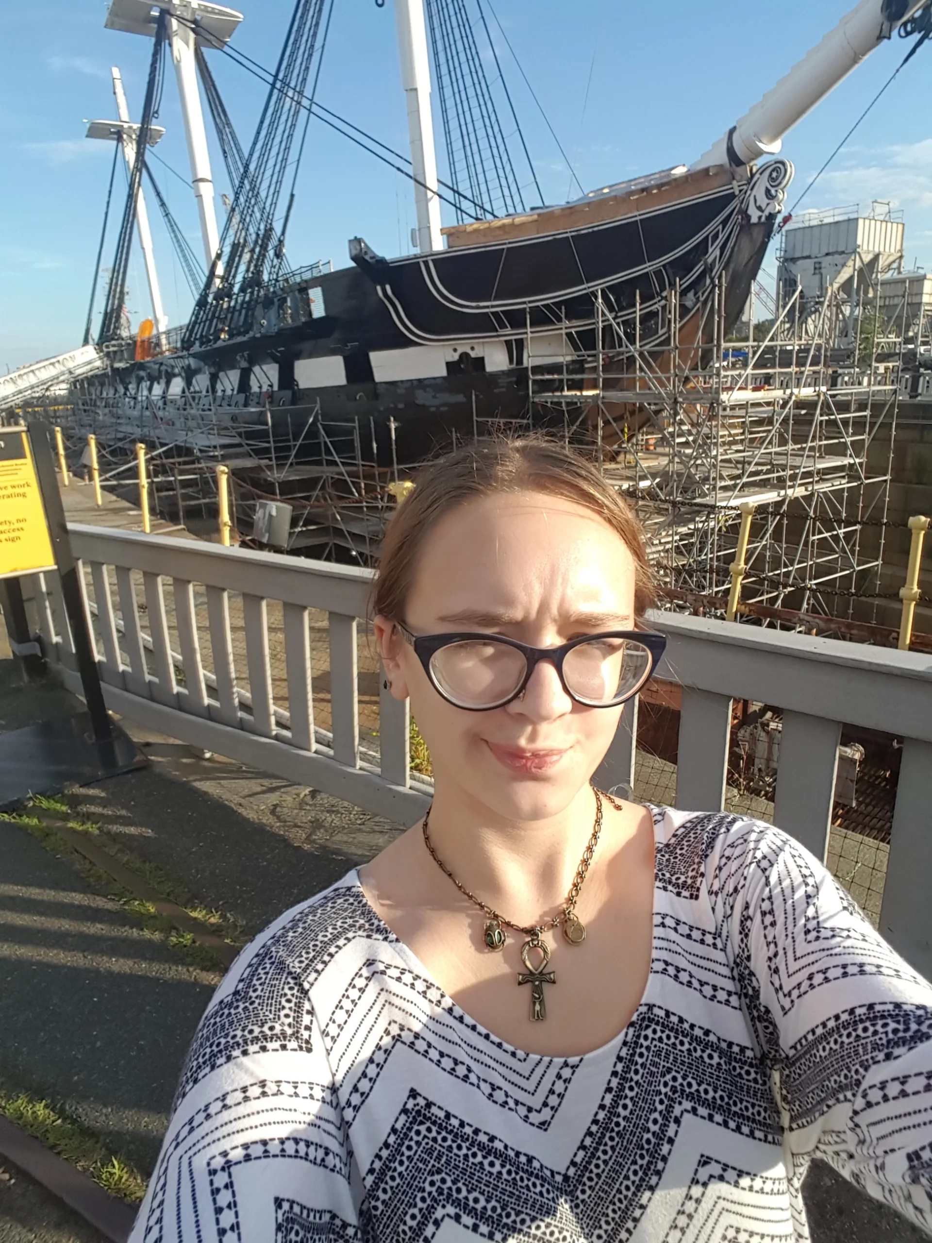 Zoe with the USS Constitution, Old Ironsides